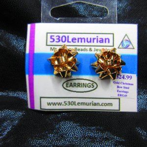 Gold Bow Christmas Festive Stud Earrings